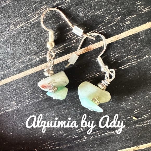 Alquimia Green larimar and Silver Earrings - Picture 1 of 1